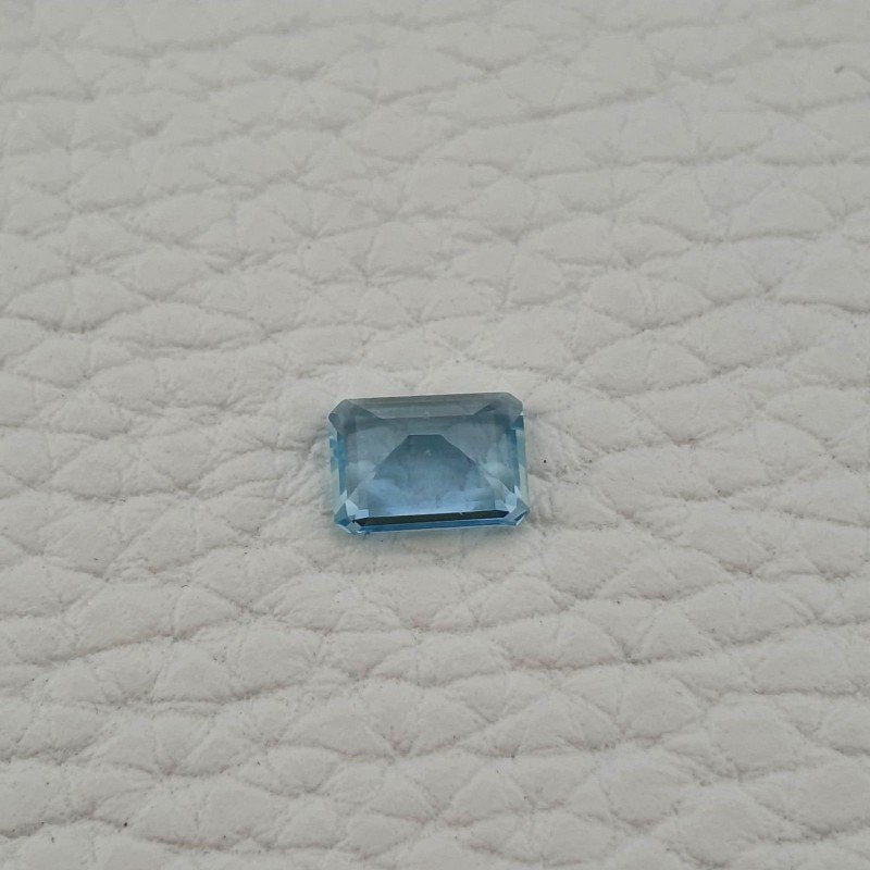 Acquamarina Naturale (AA) Taglio Smeraldo Ottagono Sfaccettata Fatto a Mano Gemma Sciolta 08X06X3,50mm 1,20 Carati 1pz