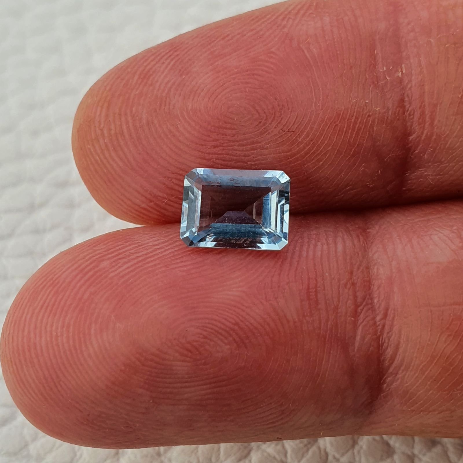 Acquamarina Naturale (AA) Taglio Smeraldo Ottagono Sfaccettata Fatto a Mano Gemma Sciolta 08X06X3,50mm 1,20 Carati 1pz