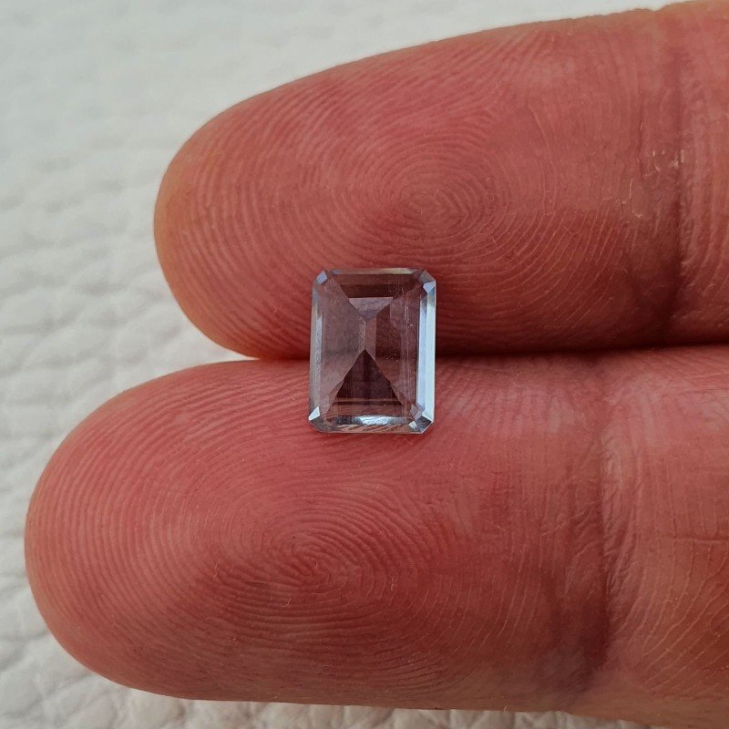 Acquamarina Naturale (AA) Taglio Smeraldo Ottagono Sfaccettata Fatto a Mano Gemma Sciolta 08X06X3,50mm 1,20 Carati 1pz