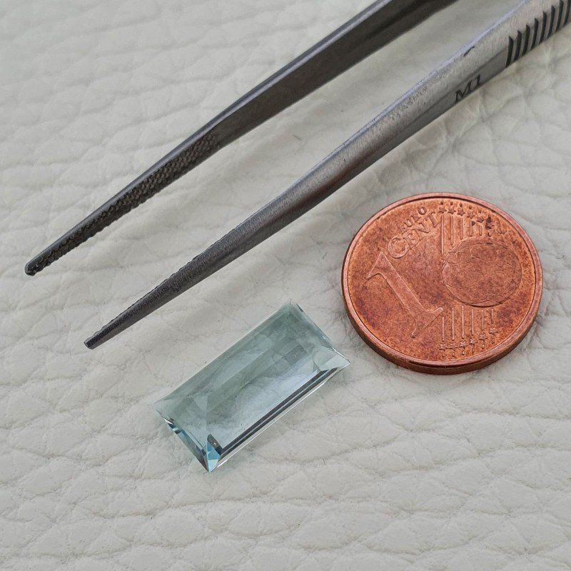 Acquamarina Naturale (AA) Taglio Baguette Sfaccettata Fatto a Mano Gemma Sciolta 14,30X7,60X5mm 4,40 Carati 1pz