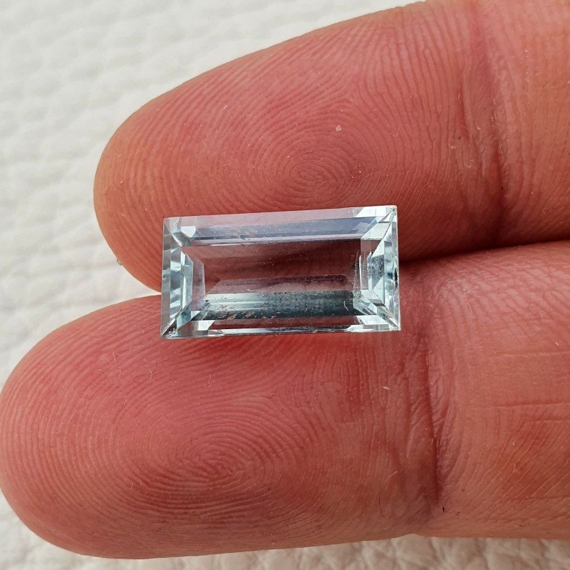 Acquamarina Naturale (AA) Taglio Baguette Sfaccettata Fatto a Mano Gemma Sciolta 14,30X7,60X5mm 4,40 Carati 1pz