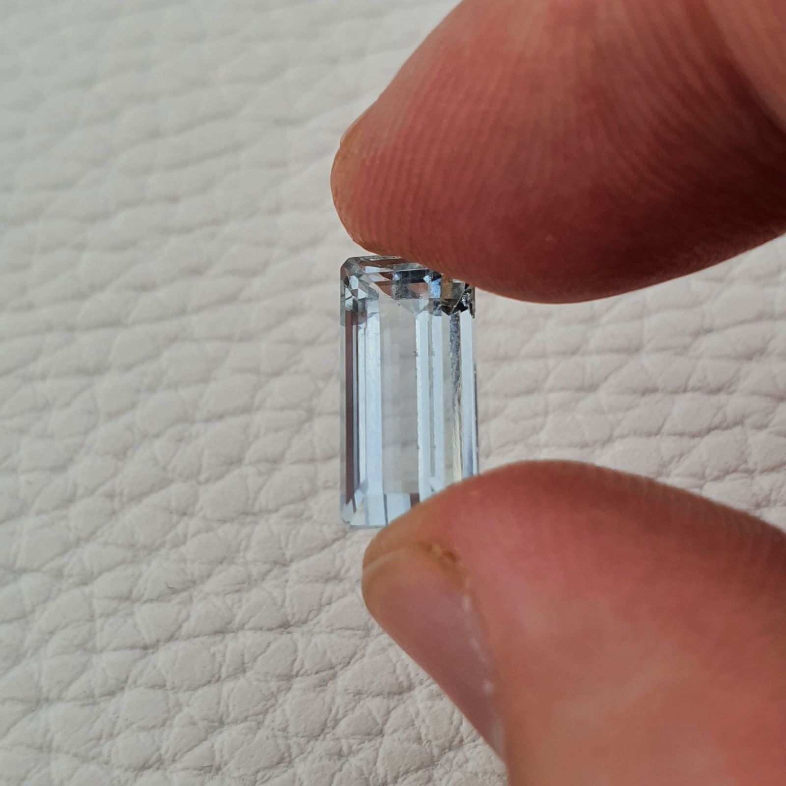 Acquamarina Naturale (AA) Taglio Smeraldo Ottagono Sfaccettata Fatto a Mano Gemma Sciolta 13,40X6,70X6mm 4,15 Carati 1pz