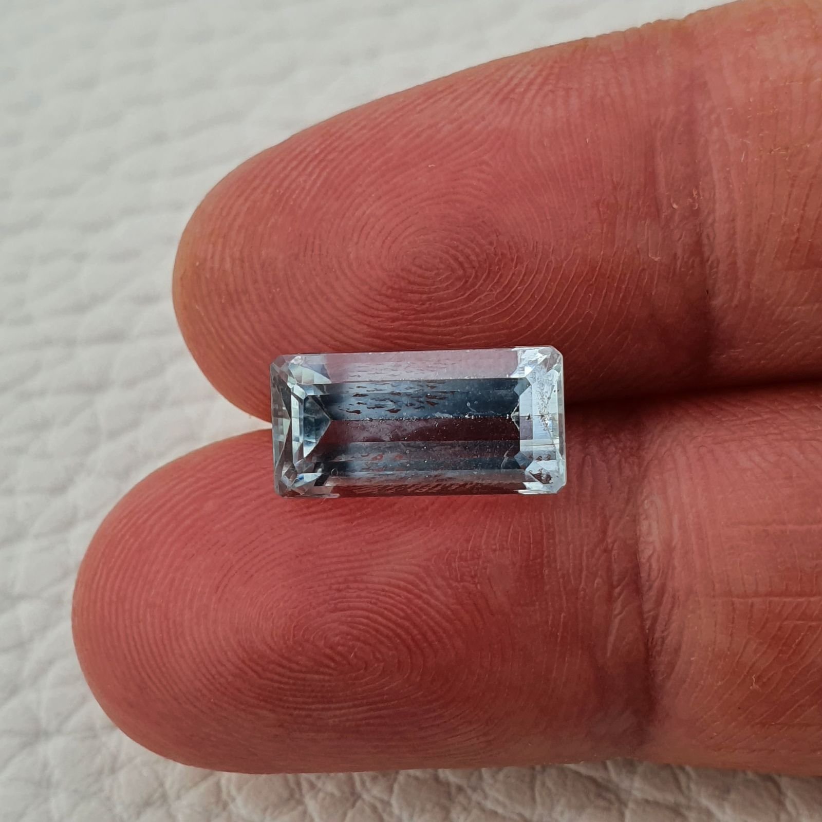 Acquamarina Naturale (AA) Taglio Smeraldo Ottagono Sfaccettata Fatto a Mano Gemma Sciolta 13,40X6,70X6mm 4,15 Carati 1pz
