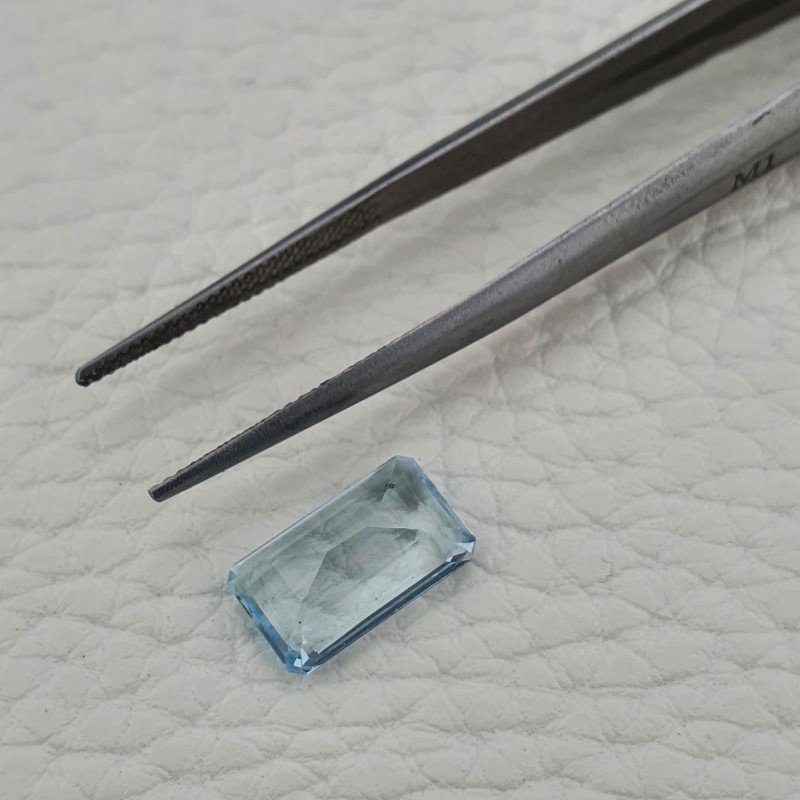 Acquamarina Naturale (AA) Taglio Smeraldo Ottagono Sfaccettata Fatto a Mano Gemma Sciolta 12X07X04mm 3,50 Carati 1pz