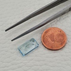 Gemma Sciolta di Acquamarina Naturale (AA), Taglio Smeraldo Ottagono Sfaccettato a Mano, 12x07x04 mm, 3,50 ct