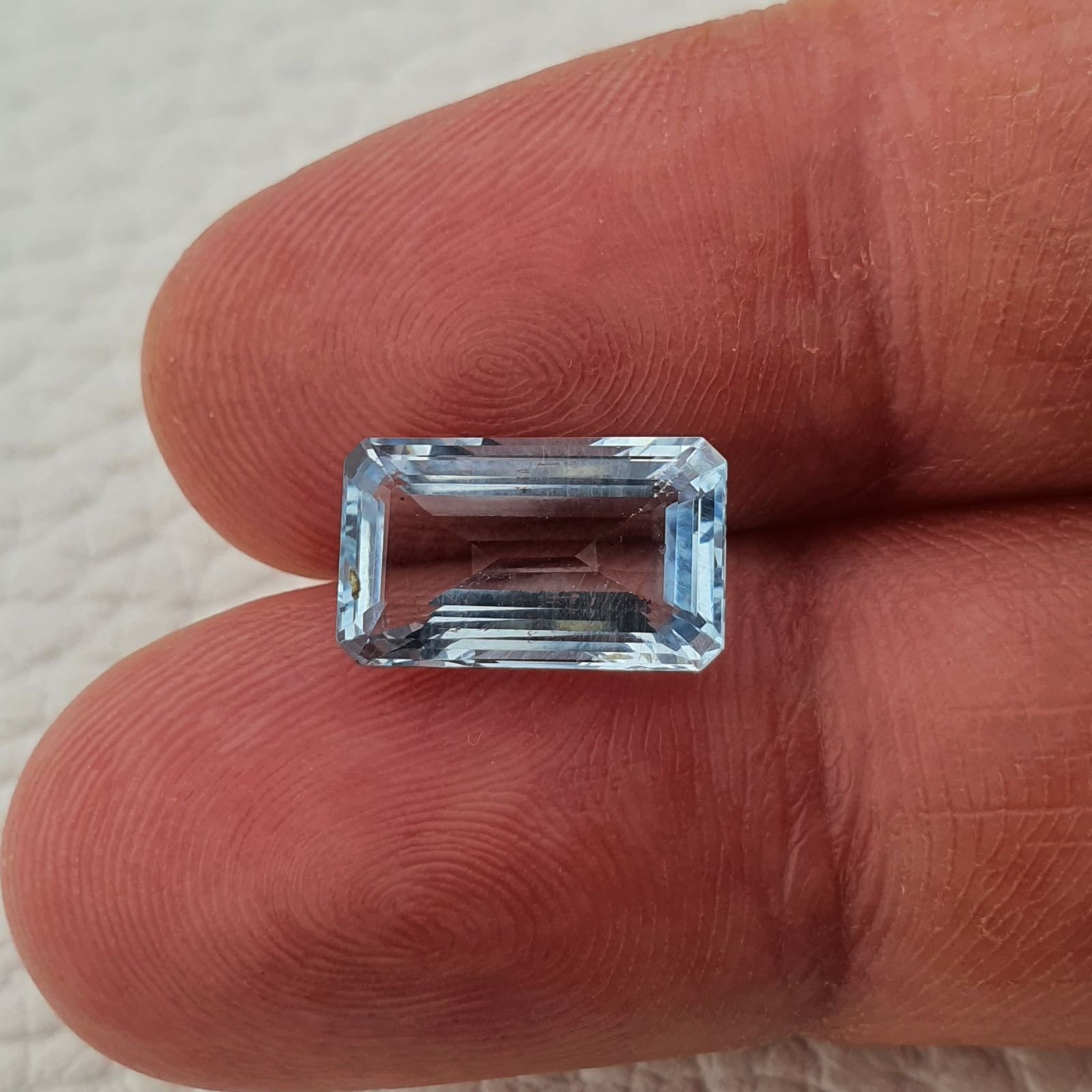 Acquamarina Naturale (AA) Taglio Smeraldo Ottagono Sfaccettata Fatto a Mano Gemma Sciolta 12X07X04mm 3,50 Carati 1pz