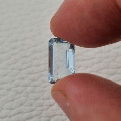 Gemma Sciolta di Acquamarina Naturale (AA), Taglio Smeraldo Ottagono Sfaccettato a Mano, 12x07x04 mm, 3,50 ct
