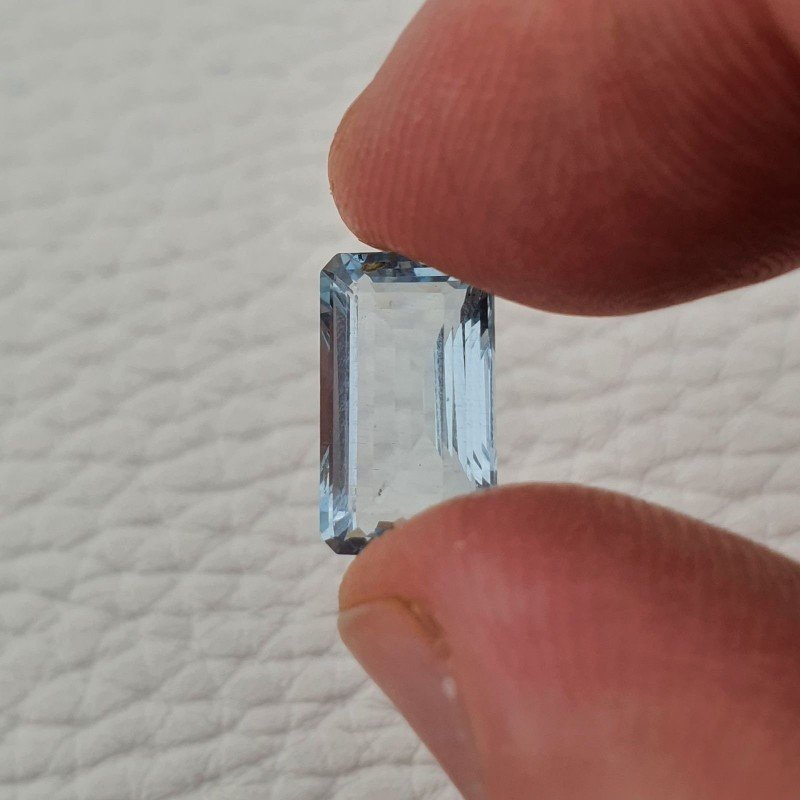 Acquamarina Naturale (AA) Taglio Smeraldo Ottagono Sfaccettata Fatto a Mano Gemma Sciolta 12X07X04mm 3,50 Carati 1pz