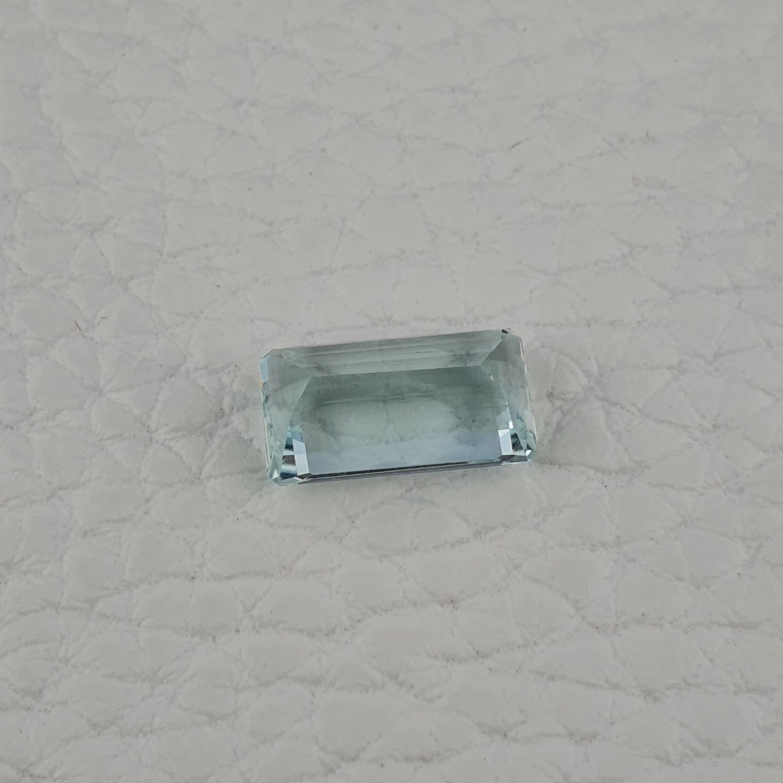 Acquamarina Naturale (AA) Taglio Smeraldo Ottagono Sfaccettata Fatto a Mano Gemma Sciolta 12X6,65X05mm 3,25 Carati 1pz
