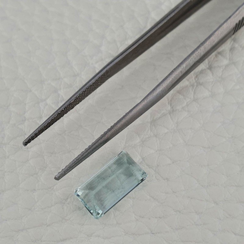 Acquamarina Naturale (AA) Taglio Smeraldo Ottagono Sfaccettata Fatto a Mano Gemma Sciolta 12X6,65X05mm 3,25 Carati 1pz