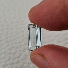 Gemma Sciolta di Acquamarina Naturale (AA), Taglio Smeraldo Ottagono Sfaccettato a Mano, 12x6,65x05 mm, 3,25 ct