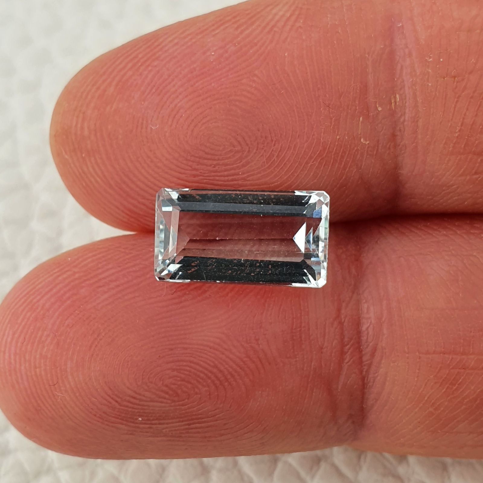 Acquamarina Naturale (AA) Taglio Smeraldo Ottagono Sfaccettata Fatto a Mano Gemma Sciolta 12X6,65X05mm 3,25 Carati 1pz