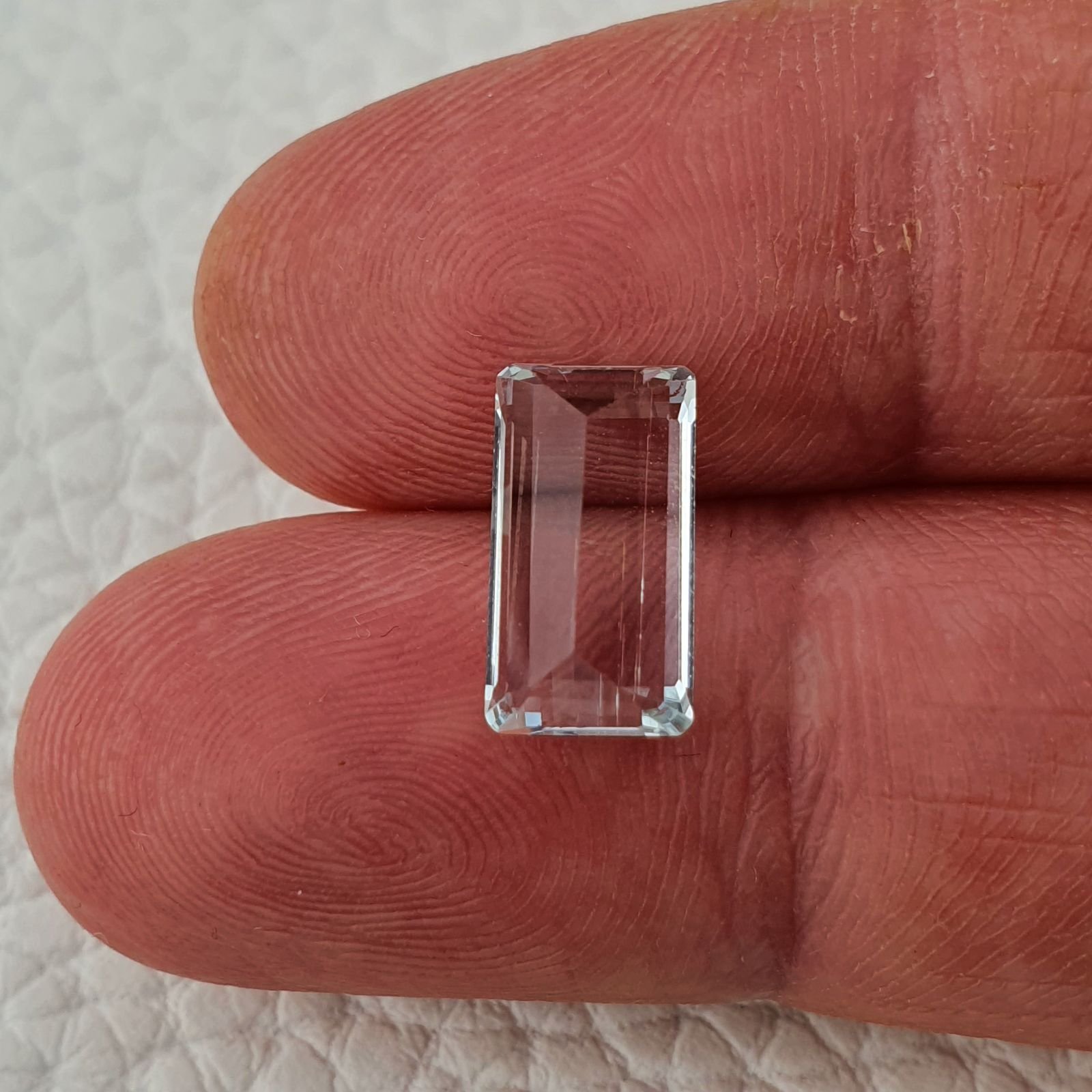 Acquamarina Naturale (AA) Taglio Smeraldo Ottagono Sfaccettata Fatto a Mano Gemma Sciolta 12X6,65X05mm 3,25 Carati 1pz