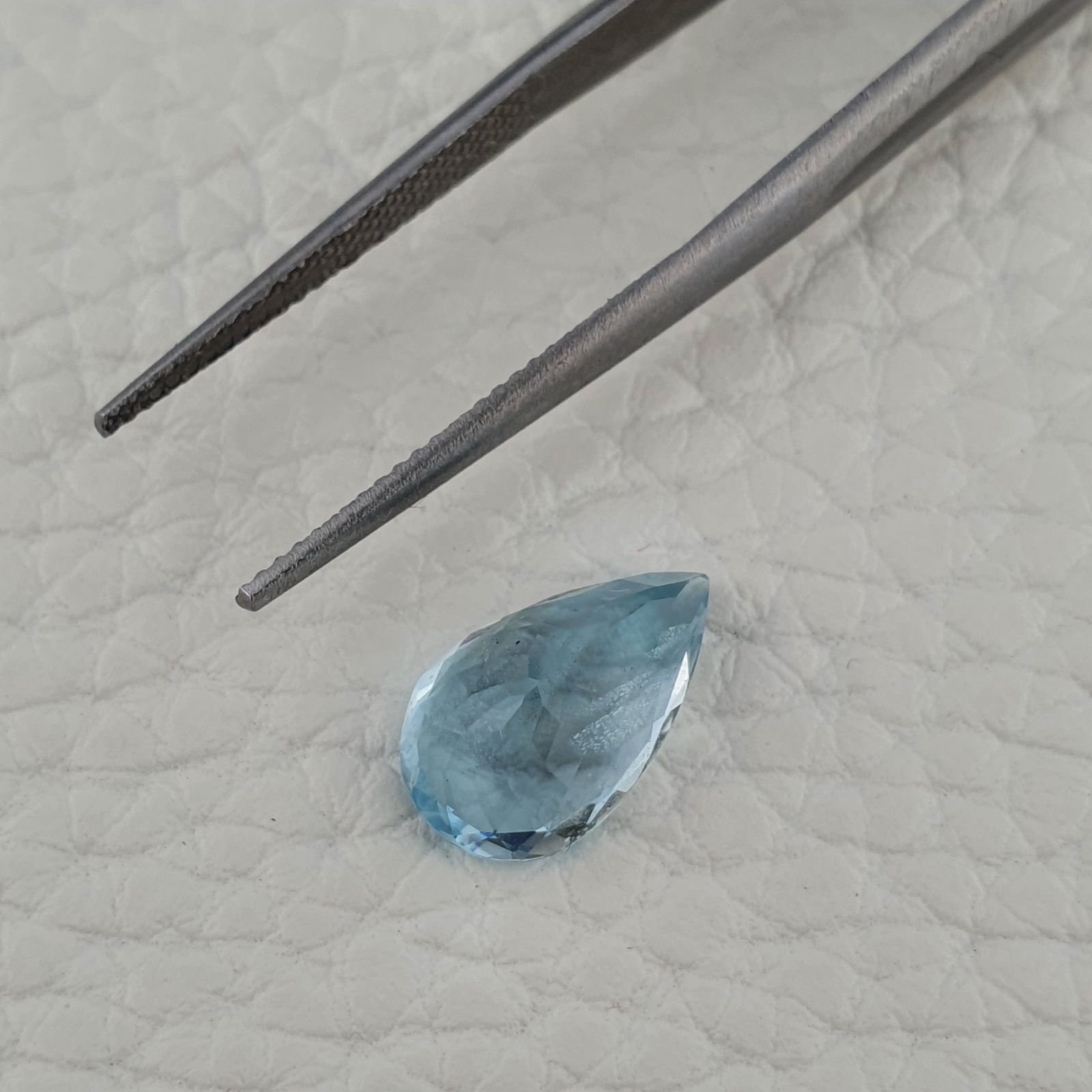 Acquamarina Naturale (AA) Taglio Gocce Sfaccettata Fatto a Mano Gemma Sciolta 13X8X6mm 3,35 Carati 1pz