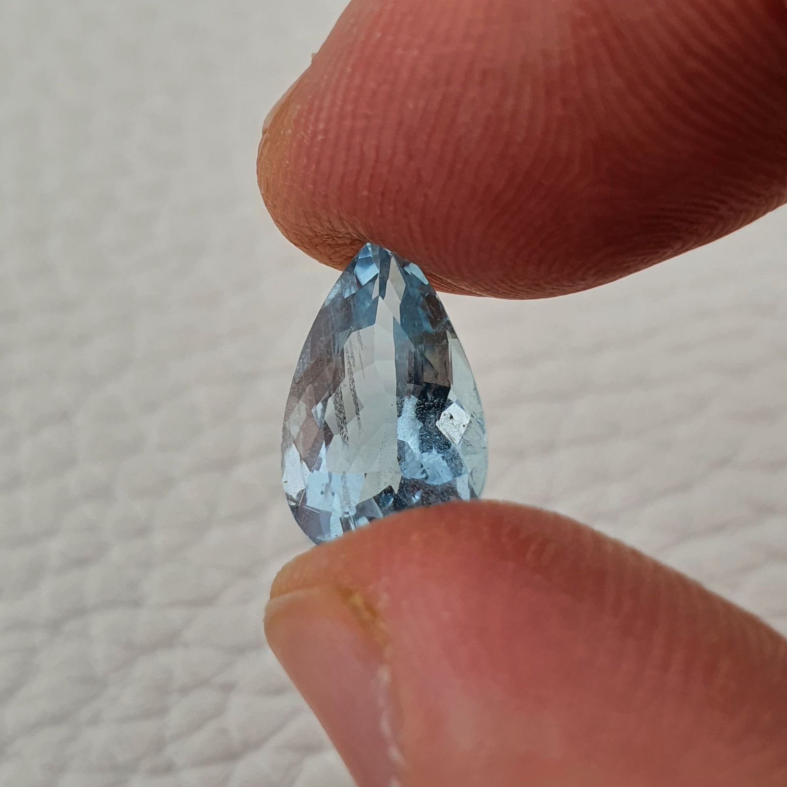Acquamarina Naturale (AA) Taglio Gocce Sfaccettata Fatto a Mano Gemma Sciolta 13X8X6mm 3,35 Carati 1pz