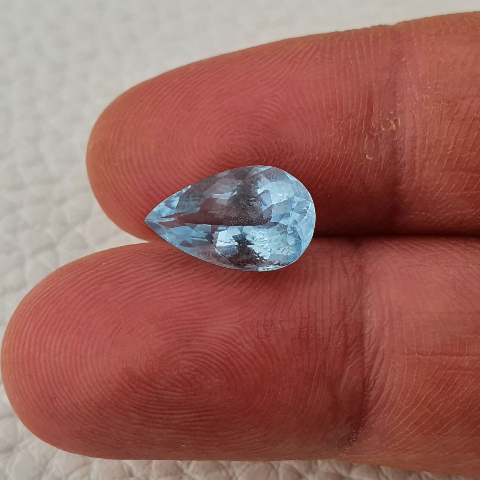 Acquamarina Naturale (AA) Taglio Gocce Sfaccettata Fatto a Mano Gemma Sciolta 13X8X6mm 3,35 Carati 1pz