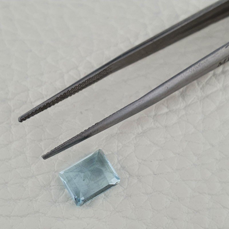 Acquamarina Naturale (AA) Taglio Smeraldo Ottagono Sfaccettata Fatto a Mano Gemma Sciolta 09X07X05mm 2,75 Carati 1pz