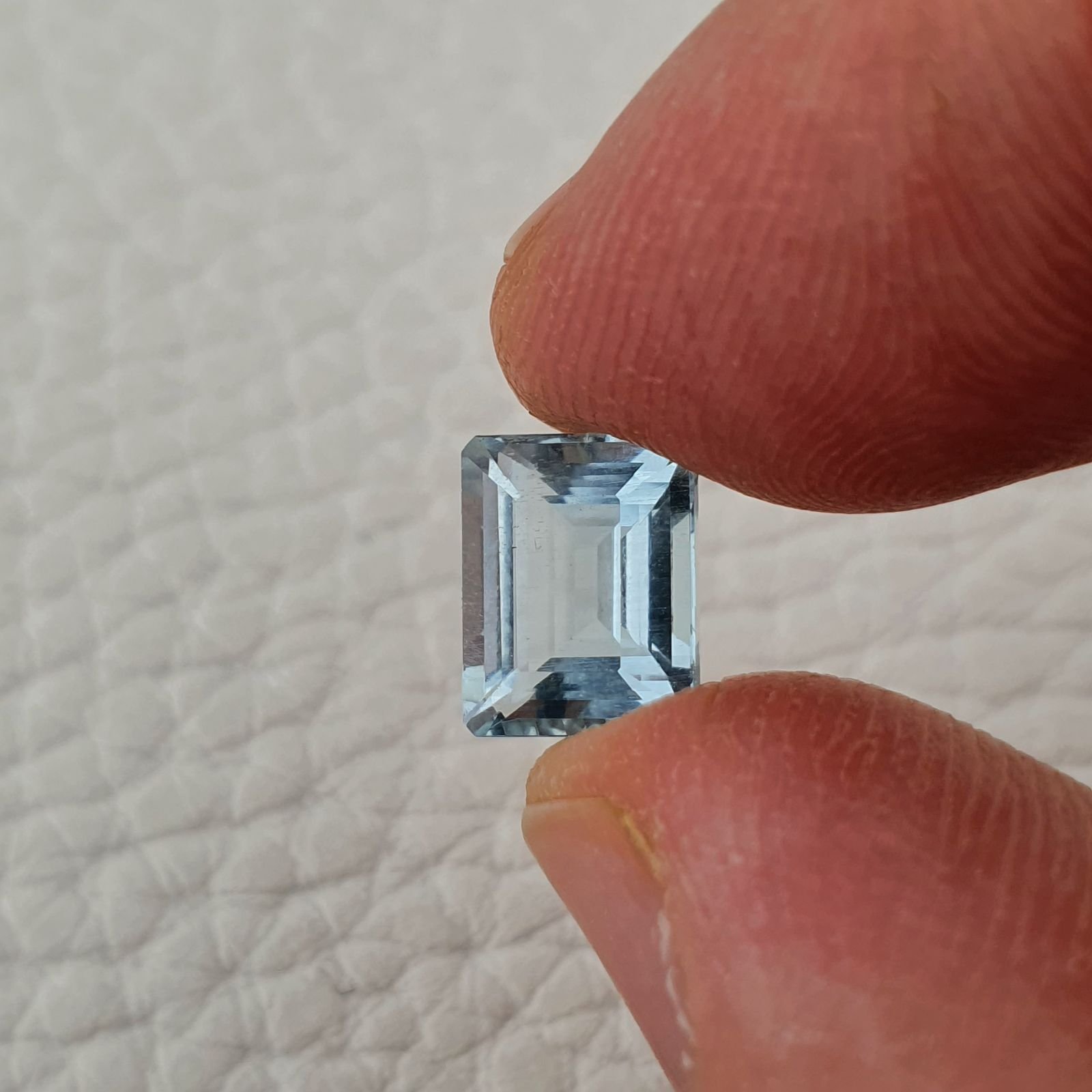 Acquamarina Naturale (AA) Taglio Smeraldo Ottagono Sfaccettata Fatto a Mano Gemma Sciolta 09X07X05mm 2,75 Carati 1pz