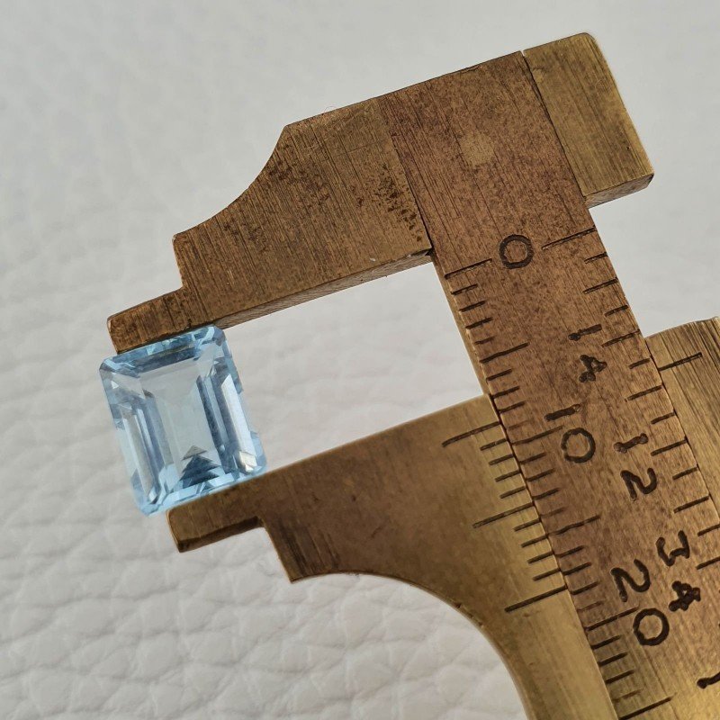 Acquamarina Naturale (AA) Taglio Smeraldo Ottagono Sfaccettata Fatto a Mano Gemma Sciolta 09X07X05mm 2,75 Carati 1pz