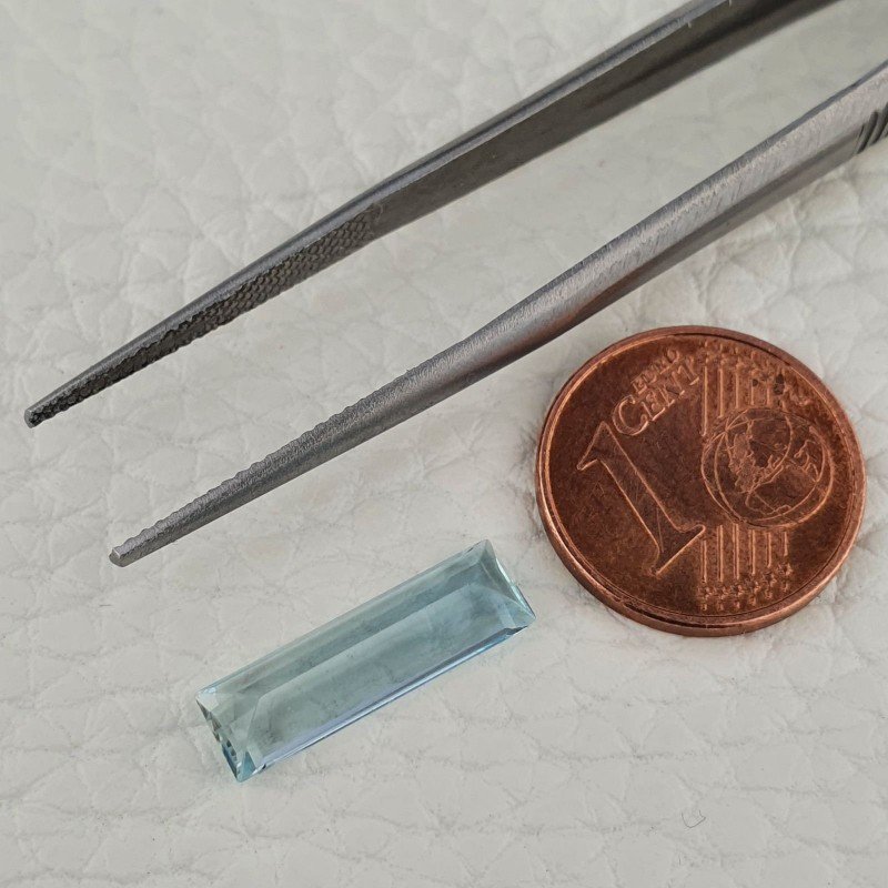 Acquamarina Naturale (AA) Taglio Baguette Sfaccettata Fatto a Mano Gemma Sciolta 16X5X4,15mm 2,50 Carati 1pz