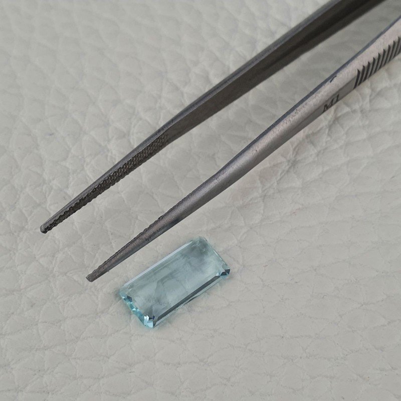 Acquamarina Naturale (AA) Taglio Smeraldo Ottagono Sfaccettata Fatto a Mano Gemma Sciolta 12X6X3mm 2,50 Carati 1pz