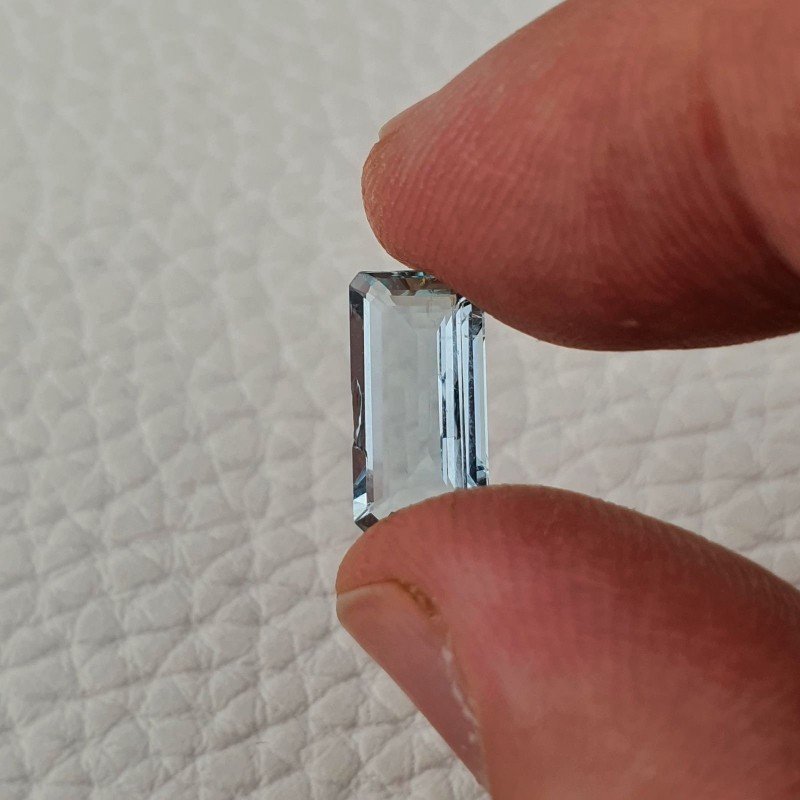Acquamarina Naturale (AA) Taglio Smeraldo Ottagono Sfaccettata Fatto a Mano Gemma Sciolta 12X6X3mm 2,50 Carati 1pz