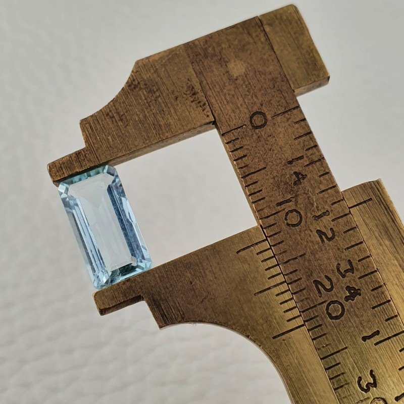 Acquamarina Naturale (AA) Taglio Smeraldo Ottagono Sfaccettata Fatto a Mano Gemma Sciolta 12X6X3mm 2,50 Carati 1pz