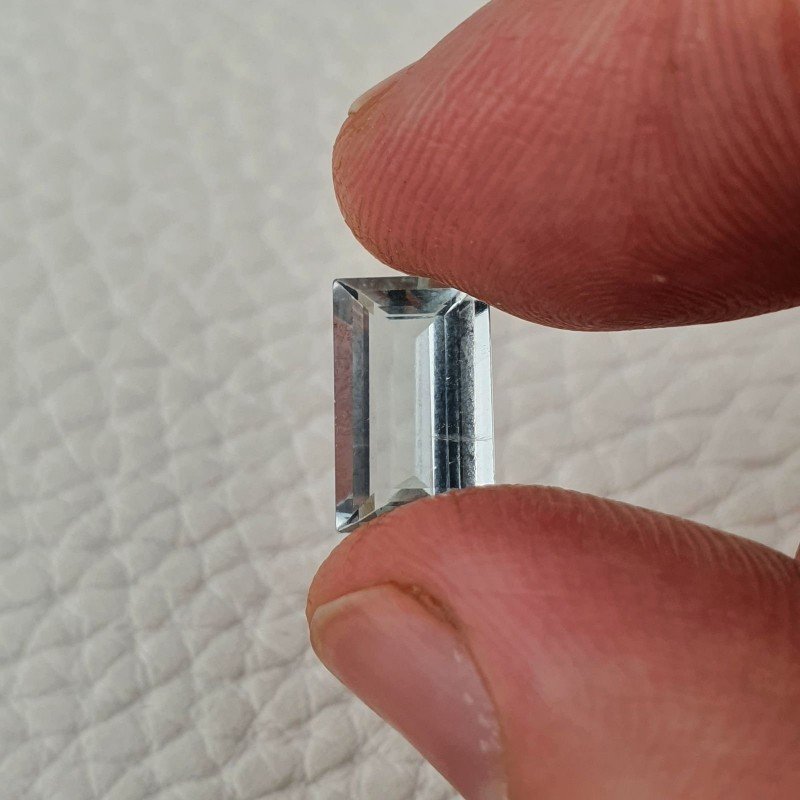 Acquamarina Naturale (AA) Taglio Baguette Sfaccettata Fatto a Mano Gemma Sciolta 11X7X4mm 2,30 Carati 1pz