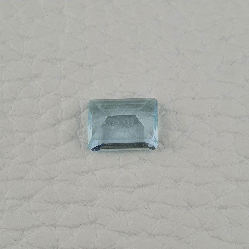 Acquamarina Naturale (AA) Taglio Smeraldo Ottagono Sfaccettata Fatto a Mano Gemma Sciolta 09X07X4,65mm 2,15 Carati 1pz
