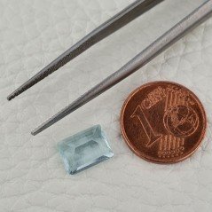 Gemma Sciolta di Acquamarina Naturale (AA), Taglio Smeraldo Ottagono Sfaccettato a Mano, 09x07x4,65 mm, 2,15 ct