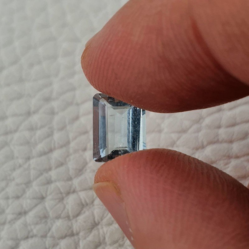Acquamarina Naturale (AA) Taglio Smeraldo Ottagono Sfaccettata Fatto a Mano Gemma Sciolta 09X07X4,65mm 2,15 Carati 1pz