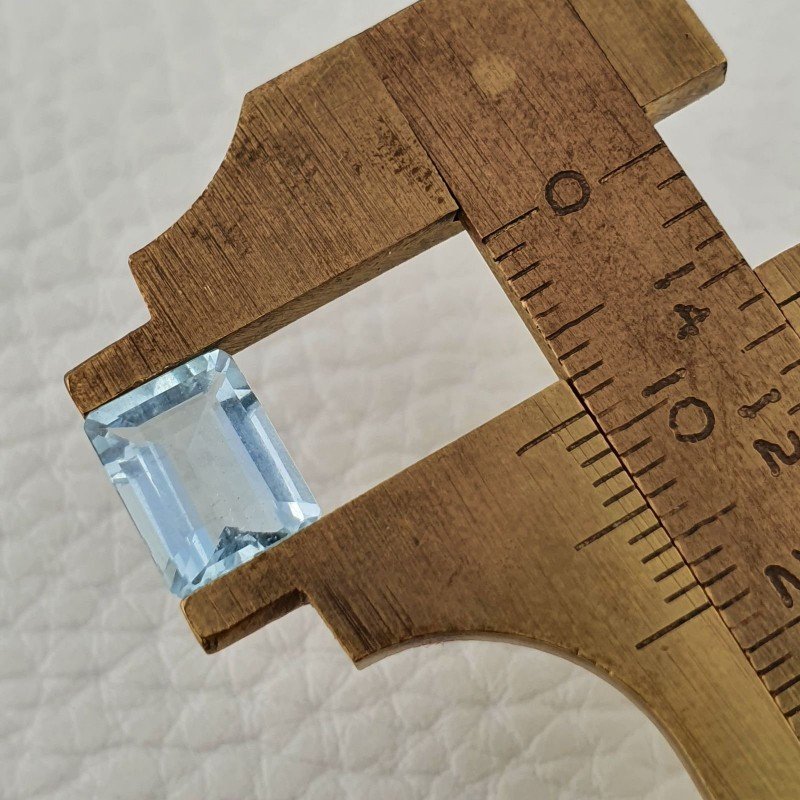 Acquamarina Naturale (AA) Taglio Smeraldo Ottagono Sfaccettata Fatto a Mano Gemma Sciolta 09X07X4,65mm 2,15 Carati 1pz
