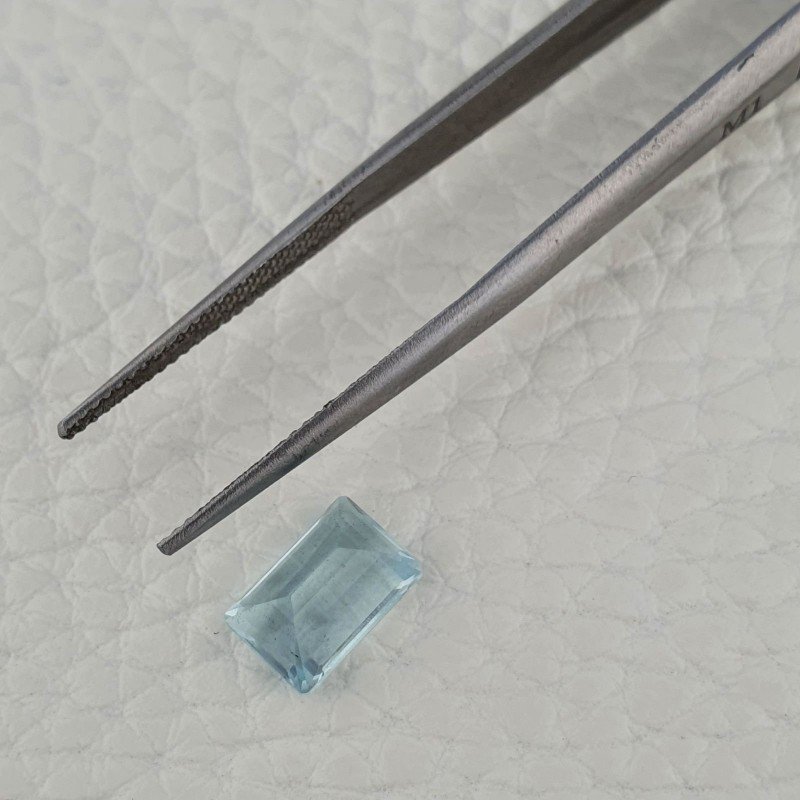 Acquamarina Naturale (AA) Taglio Smeraldo Ottagono Sfaccettata Fatto a Mano Gemma Sciolta 09X06X5mm 2,20 Carati 1pz