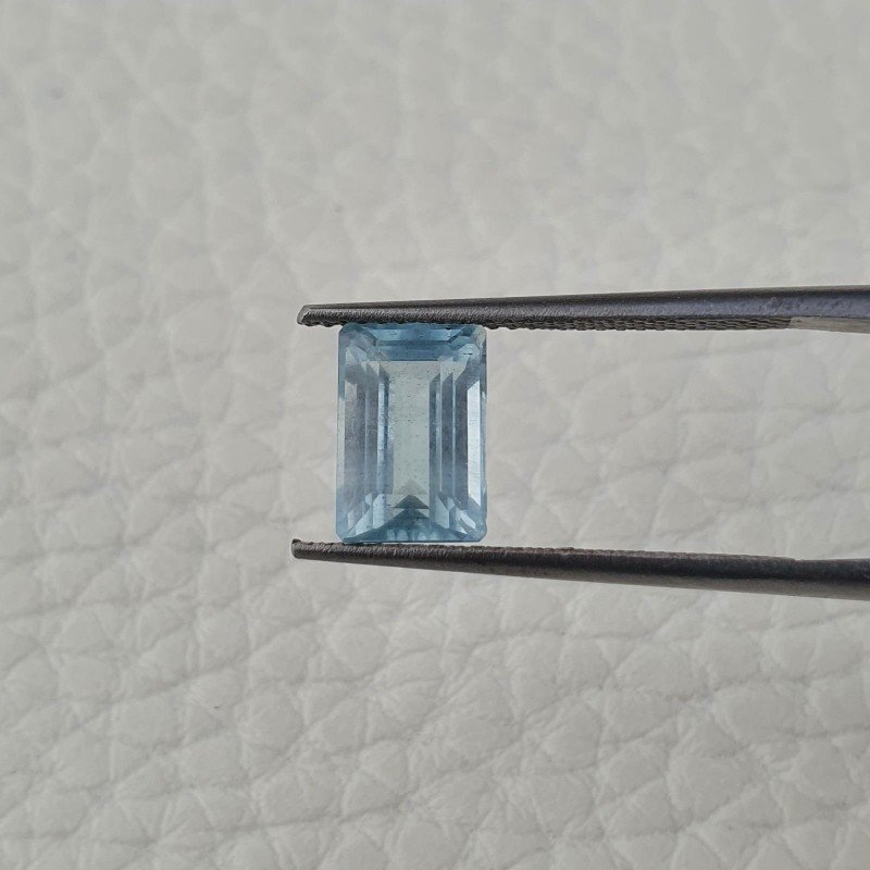 Acquamarina Naturale (AA) Taglio Smeraldo Ottagono Sfaccettata Fatto a Mano Gemma Sciolta 09X06X5mm 2,20 Carati 1pz