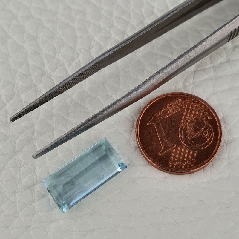 Acquamarina Naturale (AA) Taglio Baguette Sfaccettata Fatto a Mano Gemma Sciolta 14,40X7,40X5mm 4,90 Carati 1pz