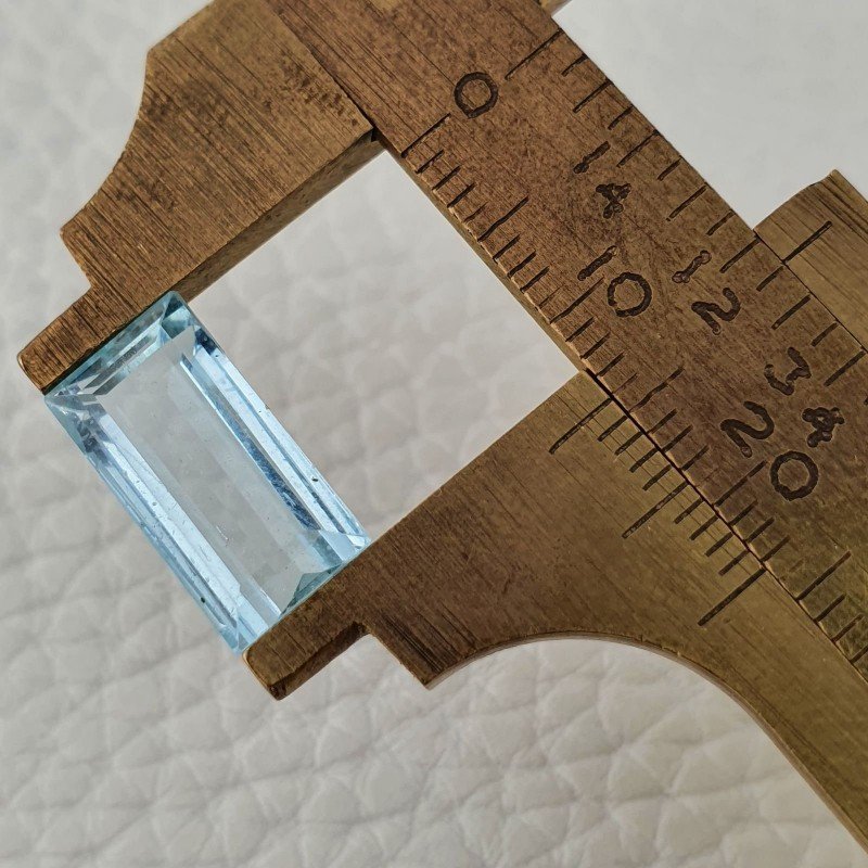 Acquamarina Naturale (AA) Taglio Baguette Sfaccettata Fatto a Mano Gemma Sciolta 14,40X7,40X5mm 4,90 Carati 1pz