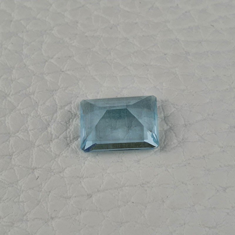 Acquamarina Naturale (AA) Taglio Smeraldo Ottagono Sfaccettata Fatto a Mano Gemma Sciolta 12X9X8mm 5,10 Carati 1pz