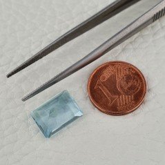 Gemma Sciolta di Acquamarina Naturale (AA), Taglio Smeraldo Ottagono Sfaccettato a Mano, 12x9x8 mm, 5,10 ct