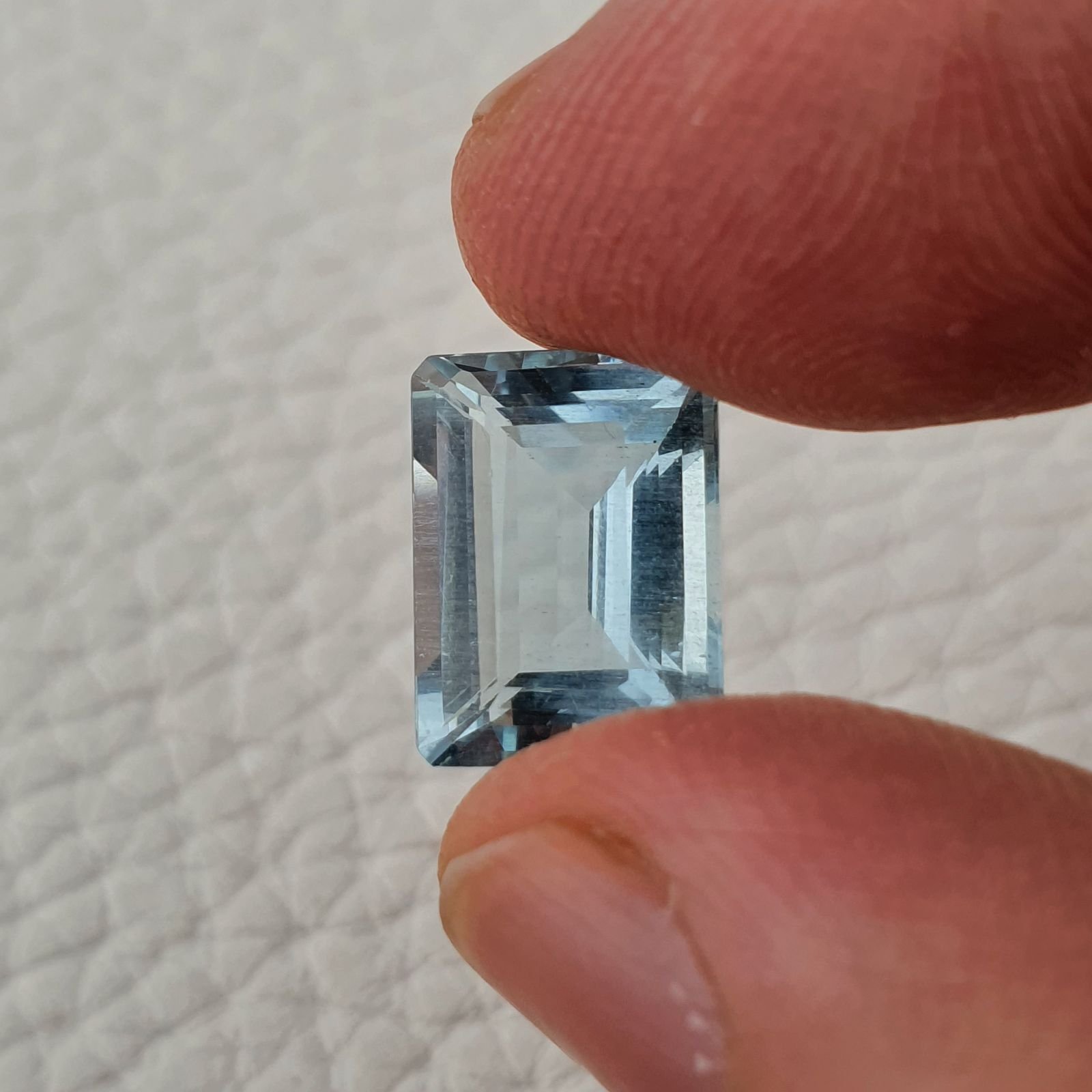 Acquamarina Naturale (AA) Taglio Smeraldo Ottagono Sfaccettata Fatto a Mano Gemma Sciolta 12X9X8mm 5,10 Carati 1pz