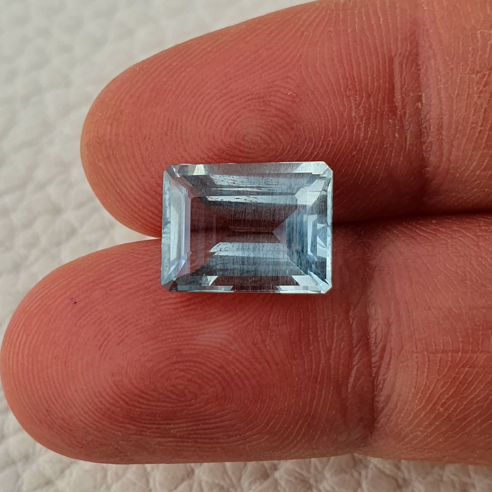 Acquamarina Naturale (AA) Taglio Smeraldo Ottagono Sfaccettata Fatto a Mano Gemma Sciolta 12X9X8mm 5,10 Carati 1pz