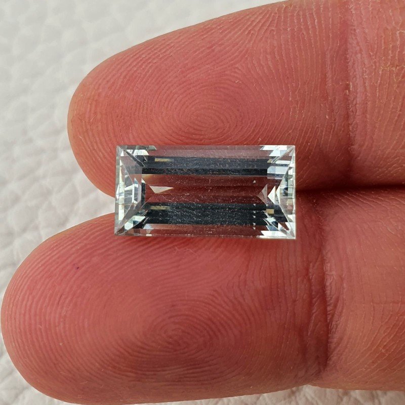 Acquamarina Naturale (AA) Taglio Baguette Sfaccettata Fatto a Mano Gemma Sciolta 15X7,70X6mm 5,55 Carati 1pz