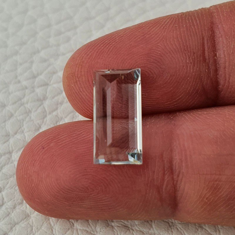 Acquamarina Naturale (AA) Taglio Baguette Sfaccettata Fatto a Mano Gemma Sciolta 15X7,70X6mm 5,55 Carati 1pz