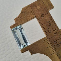 Acquamarina Naturale (AA) Taglio Baguette Sfaccettata Fatto a Mano Gemma Sciolta 15X7,70X6mm 5,55 Carati 1pz