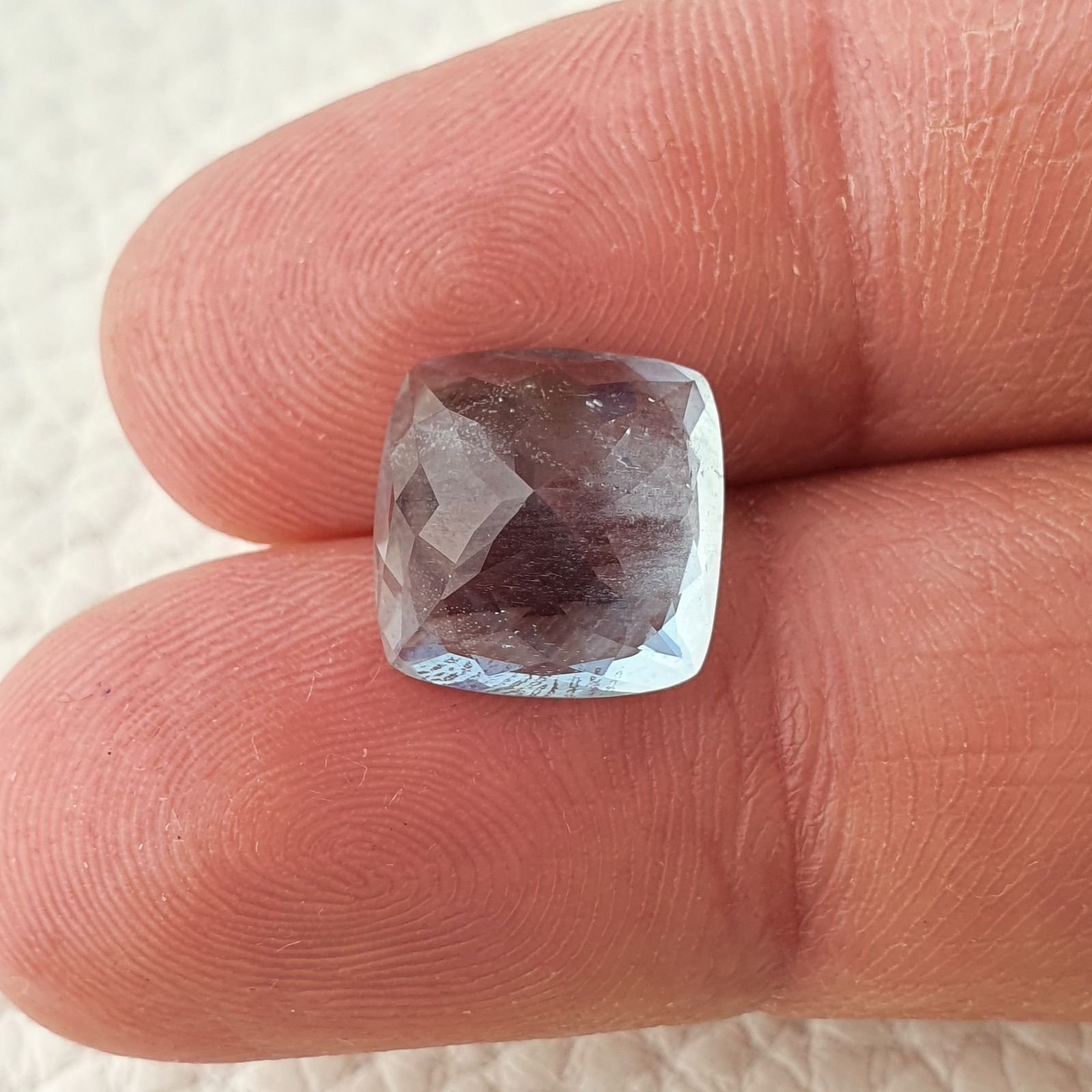 Acquamarina Naturale (AA) Taglio Cuscino Sfaccettata Fatto a Mano Gemma Sciolta 11X11X7,50mm 5,75 Carati 1pz