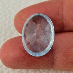 Gemma Sciolta di Acquamarina Naturale (AA), Taglio Ovale Sfaccettato a Mano, 20x15x10 mm, 18,30 ct
