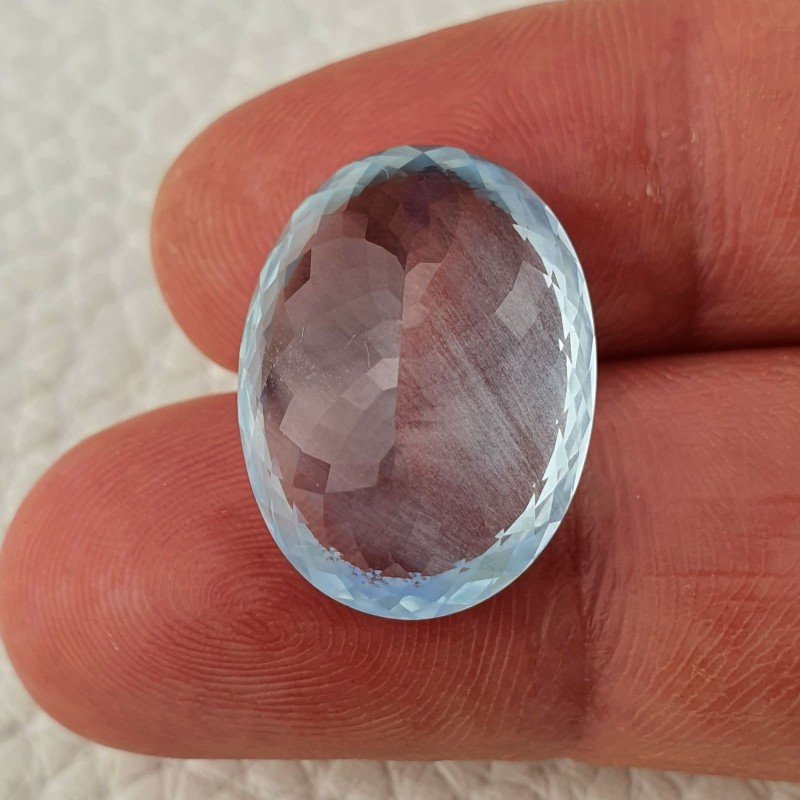 Acquamarina Naturale (AA) Taglio Ovale Sfaccettata Fatto a Mano Gemma Sciolta 20X15X10mm 18,30 Carati 1pz