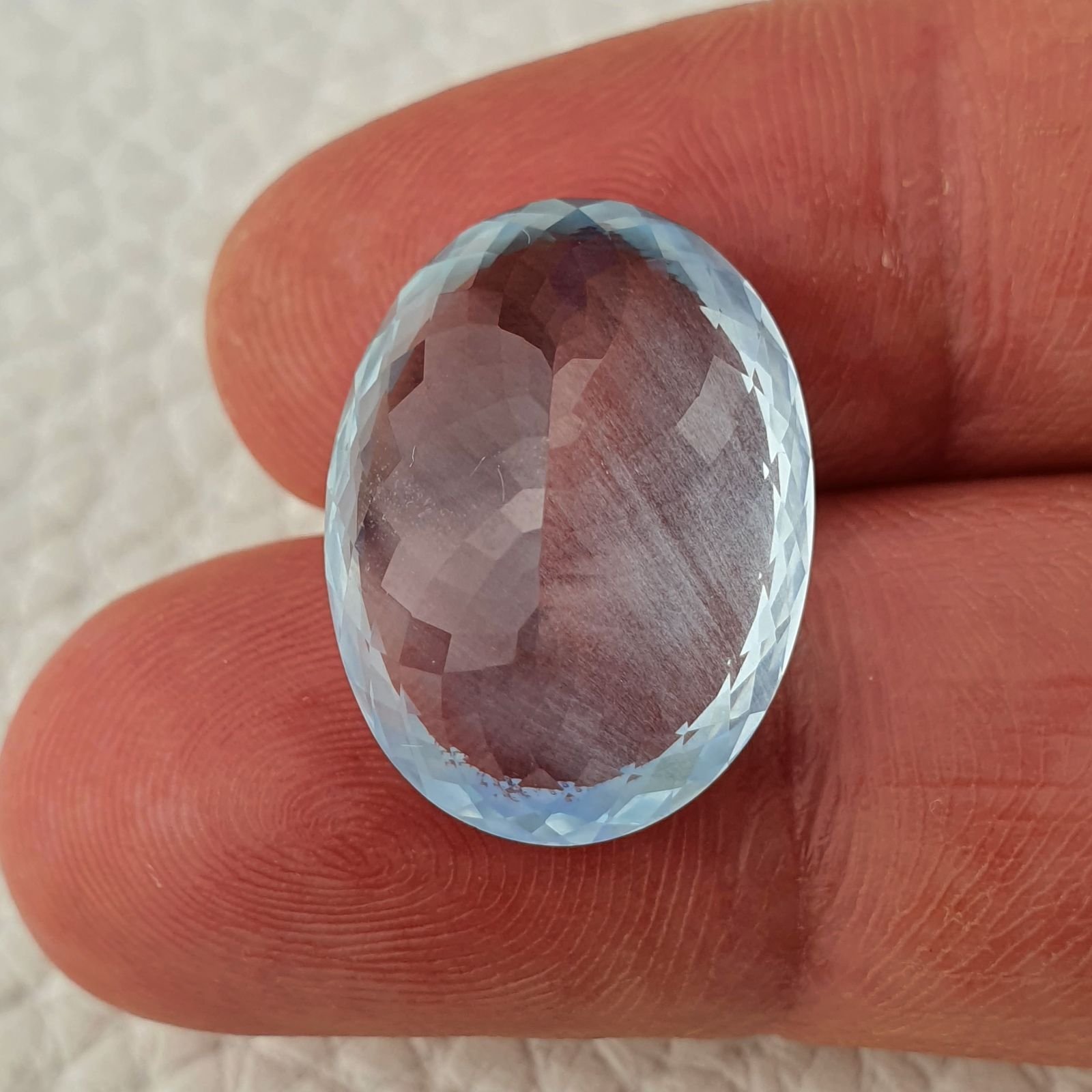 Acquamarina Naturale (AA) Taglio Ovale Sfaccettata Fatto a Mano Gemma Sciolta 20X15X10mm 18,30 Carati 1pz