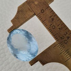 Gemma Sciolta di Acquamarina Naturale (AA), Taglio Ovale Sfaccettato a Mano, 20x15x10 mm, 18,30 ct