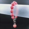 Bracciale Resina Tondo Liscio Rosa 12mm Annodato Con Pendente e Chiusura in Zircone