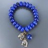 Bracciale Di Pietre Dure Rondelle 12mm Sfaccettate Con Pendenti In Ottone - Giada zaffiro
